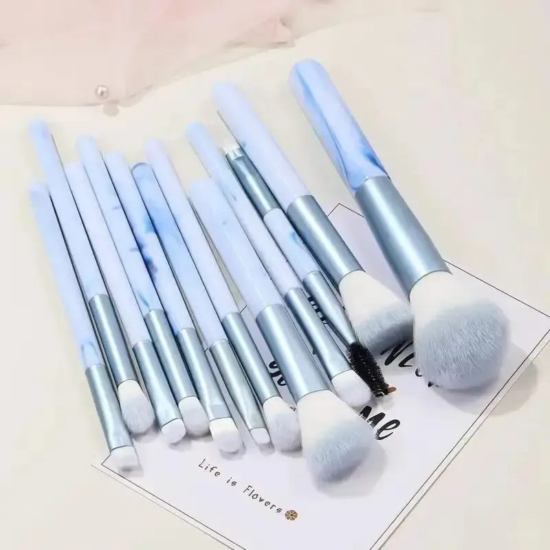 12 stk blå makeup børster Sæt Professional Foundation Powder Blending Blush Concealer Syntetisk Fiber Børste — image 4