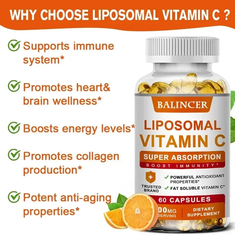 Lipozomal C Vitamini 1500mg Yüksek Emilim C Vitamini Bağışıklık Sistemi ve Kollajen Yüksek Potansiyelli Yağda Çözünür Askorbik Asit Takviyesi — image 4