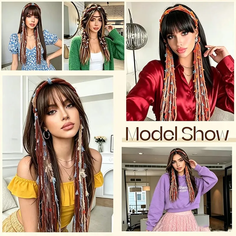 Plush Maillard Colored Long Tassel Headband Bohemian Hair Accessory Suitable for Women's Parties — image 7