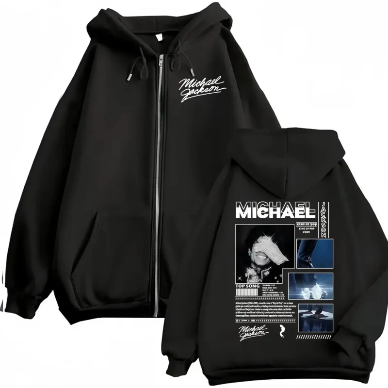 King of Pop Michael Jackson Bad Era Zipper Hoodie Men Women Harajuku Streetwear Jacket Sweatshirt Fleece Casual Zip Up Pullovers — image 17