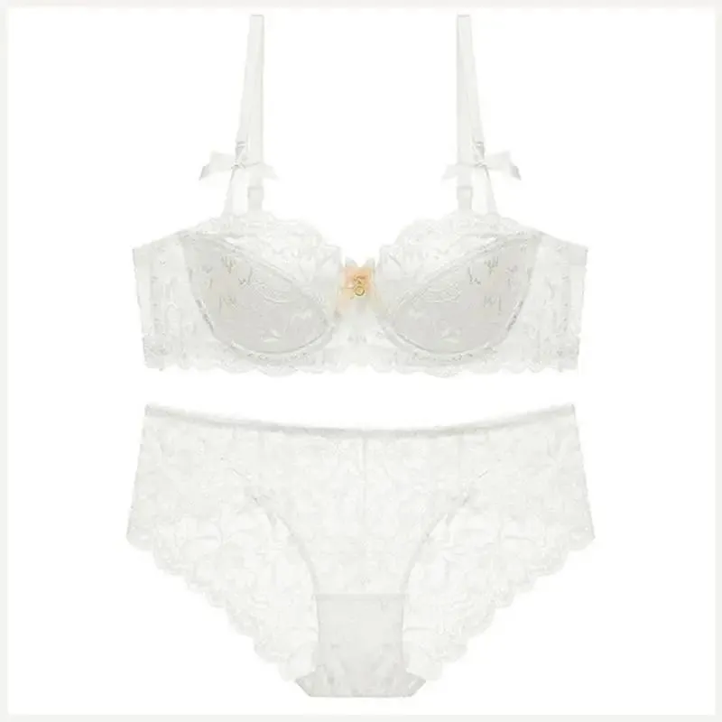 Adjustable Strap Underwire Lingerie Set for Women 2Pcs Floral Lace Bra and Panty