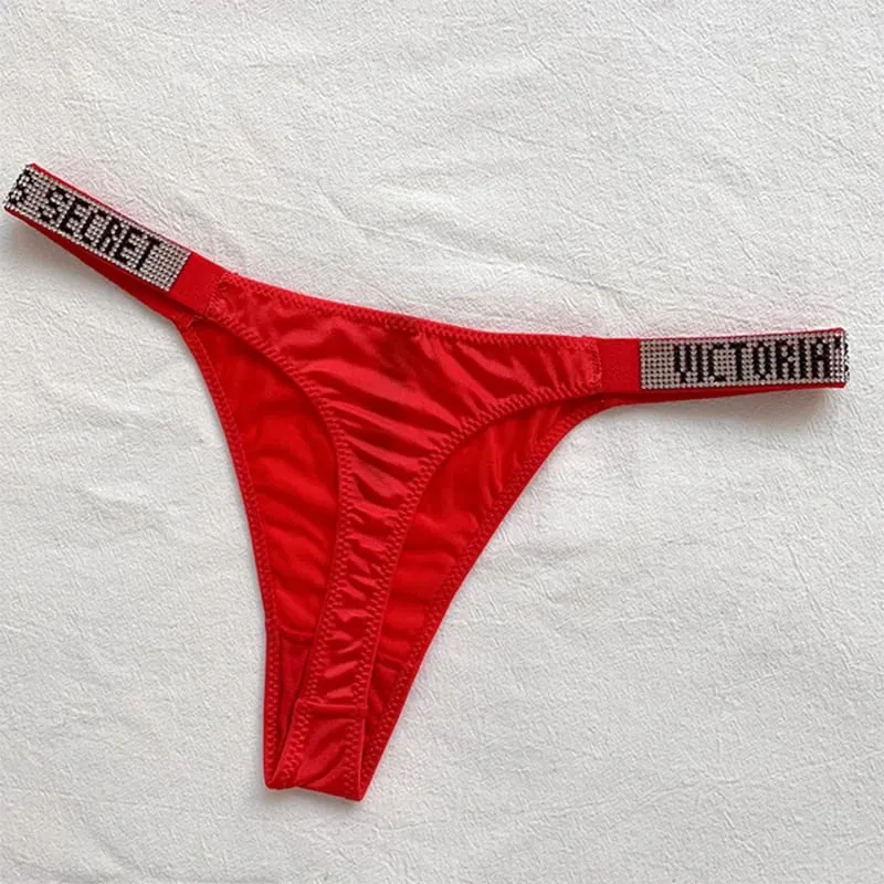 2025 New Sexy Pink Brand Lingerie Female Intimate Underwear Rise Women Panties Bra Rhinestone Letter Comfort Brief — image 7