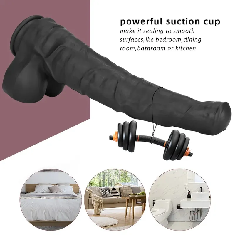 Super Large Horse Dildo 38,5 cm med sugkopp Mjuk hudkänsla Enorm penis Tjock fallus Analplugg Big Dick Sexleksaker för kvinnor — image 3