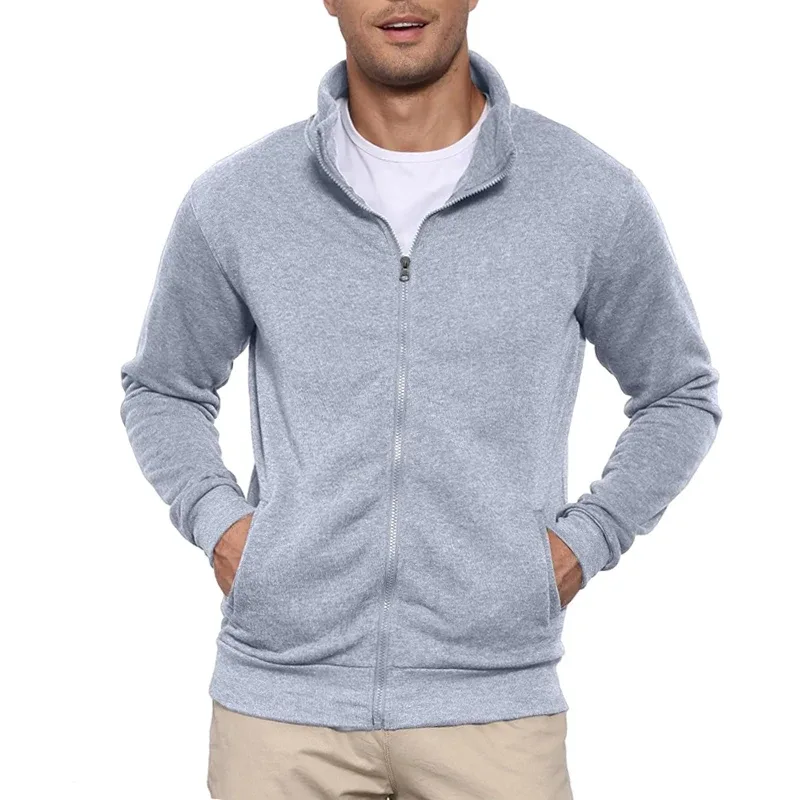 Autumn Men's Sweatshirts Jacket Man Without Hood Zip Coats Outdoor Sport Lightweight Long Sleeve Streetwear Slim Fit Cardigan — image 8