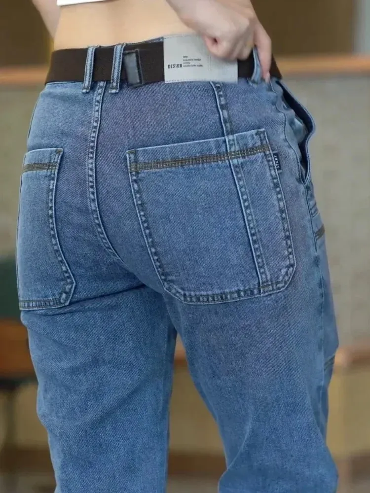 Spring Summer Thin Six Pocket Men's Jeans Elastic Straight Leg Casual Slim Fit Jeans Versatile Multi-Pocket Long Y2K Denim Pants — image 9