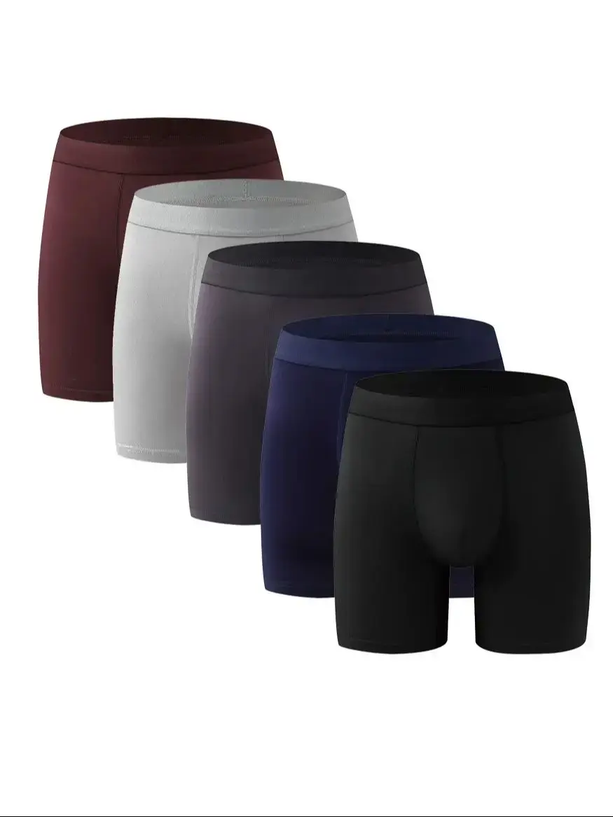 Men's Bamboo Fiber Boxer Briefs - Single Piece Soft Solid Color Underwear with Seamless Waistband & Contoured Pouch