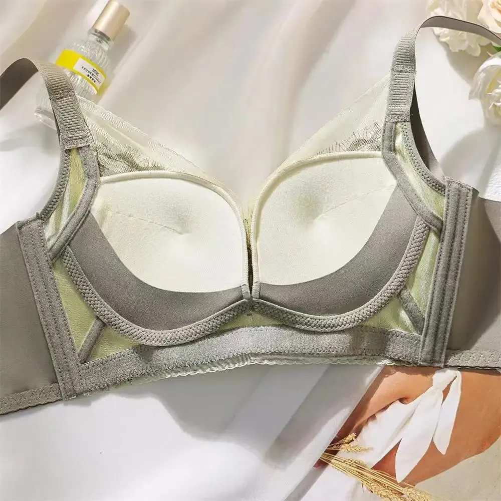 Women's Sexy Embroidered Lace Push-up Bra Breathable Adjustable Anti-sagging Lingerie without Empty Cup for Supportive Comfort — image 6