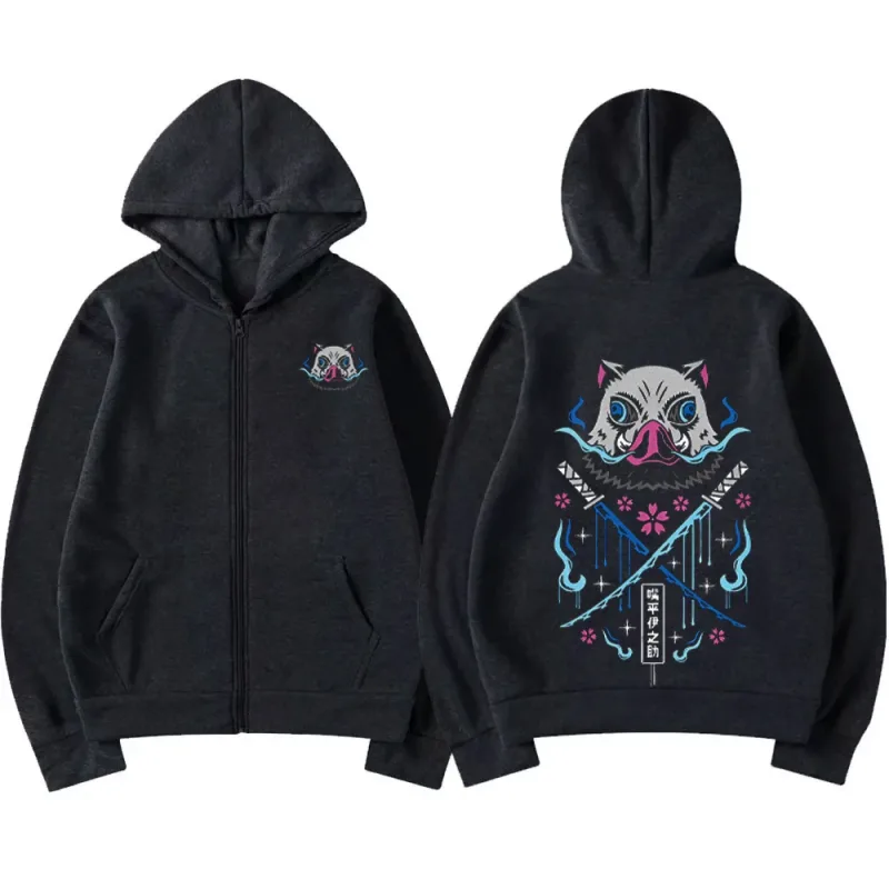 Inosuke anime hoodies das mulheres dos homens kimetsu não yaiba kawaii manga sweatshirts gótico harajuku com capuz pulôver casual streetwear — image 7