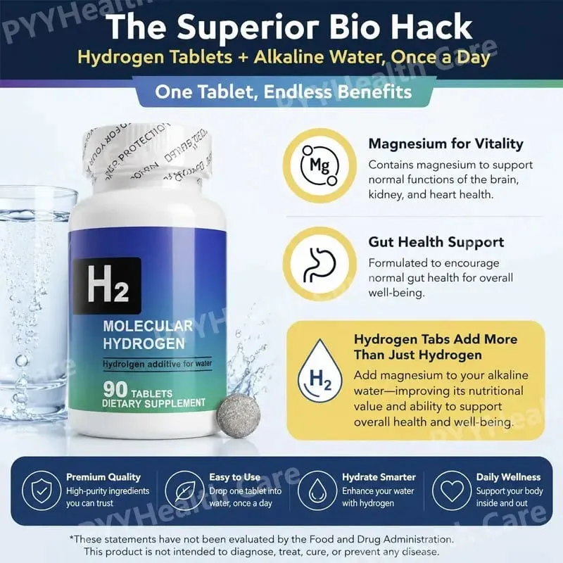 Comprimidos de hidrogênio molecular com magnésio para beber água, relaxamento muscular, energia, metabolismo, suporte para saúde óssea, 90 comprimidos — image 4