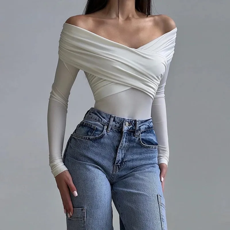 Red Sexy New Women's Bodysuits Spring Backless Corset Slim Fashion Crossed Bodysuits Long Sleeves Casual Female Elegant Rompers — image 4
