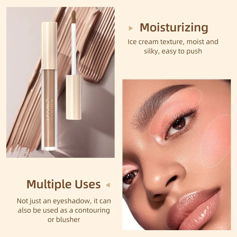 Flüssige Lidschattencreme, glattes Augen-Make-up, langlebig, wasserfest, Lidschattenstift, Rouge, Doppelzweck-Kontur-Kosmetik-Sets — image 4