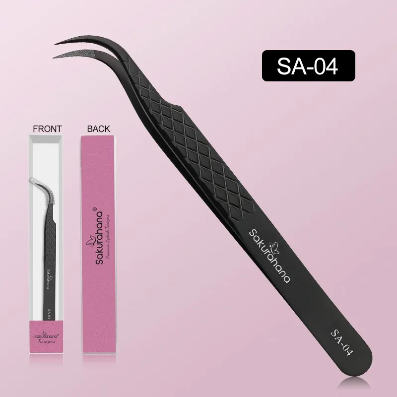 High-end Eyelash Tweezers Black Fiber Tip For Lash Extensions Mega Volume Mink Lashes Tool Straight Head Curved Tip — image 14