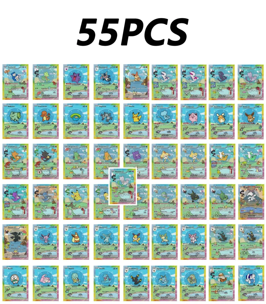 Shiny 55Pcs Cute DIY Card Proxy Pokemon My bubble friends Holographic Anime Version Classical Collection Cards Eevee Charizard — image 2