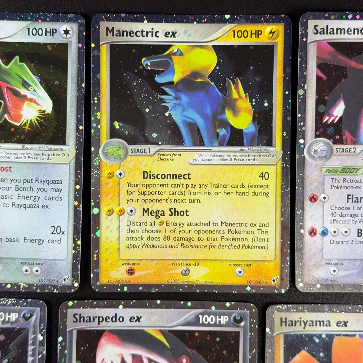 Pocket EX Deoxys Crobat Jirachi Latios Sharpedo Salamence Hariyama Deoxys Rayquaza Cosmos Holo Gold Star UR Proxy Cards — image 5
