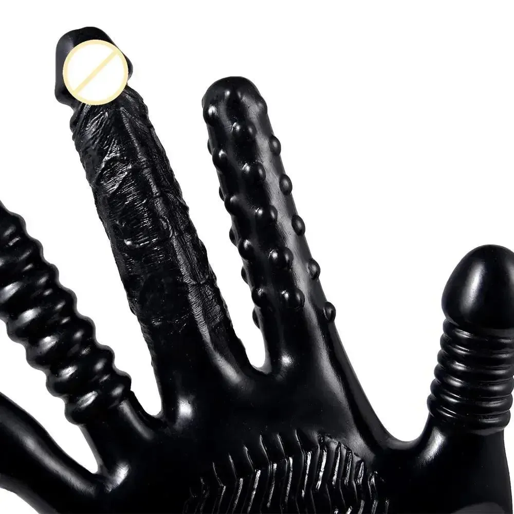 Limang Daliri Masturbators Sex Gloves Pambabae Vibrator Dildo G-Spot Clitoral Stimulator Erotikong Produkto Vagina Massage Lesbian Toy — image 5