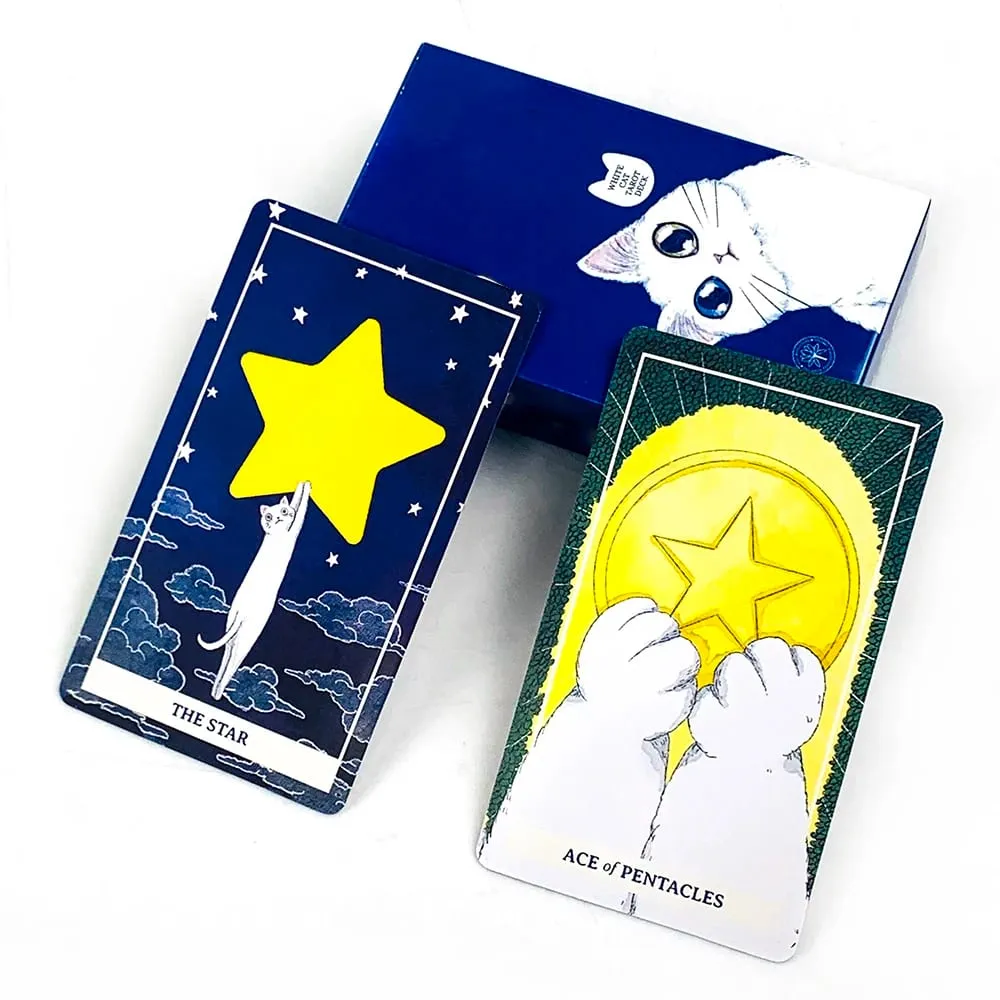 New White Cat Tarot Deck A 78 Cat-Themed Edition Borad Game For Cat Lovers Great For Divination Meditation & Party Games — image 1