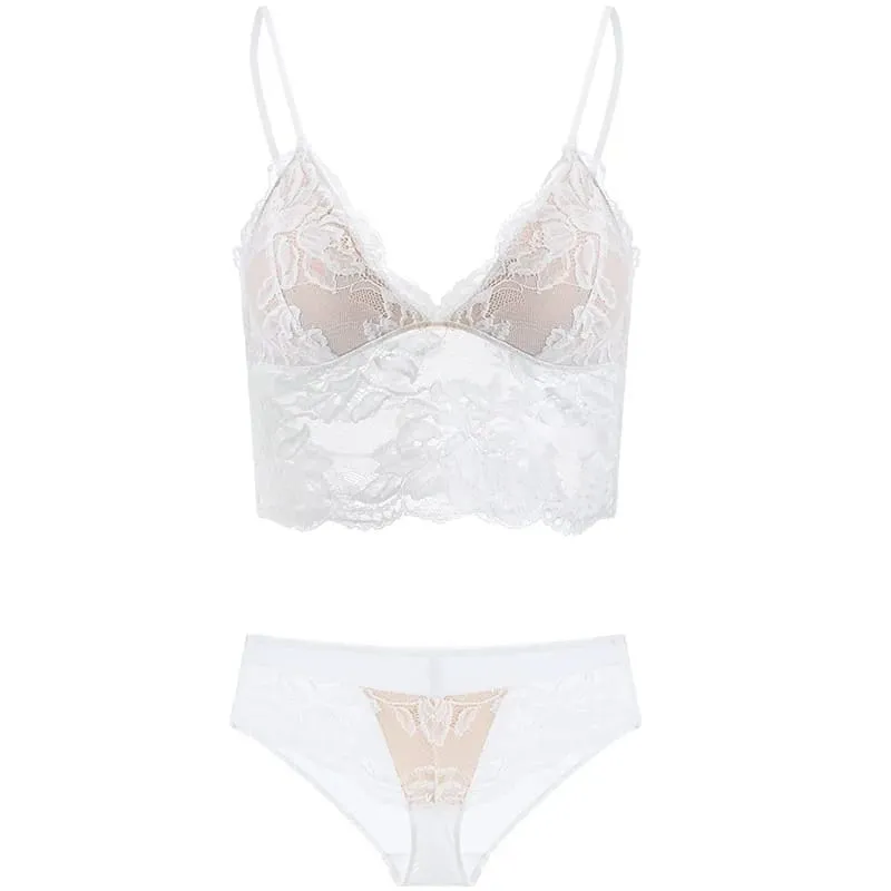 Women's French Thin Lace Wireless Set Strapless Triangle Cup Slim Invisible Bra Perfect for Big Bust To Look Smaller Daily S-xl — image 3
