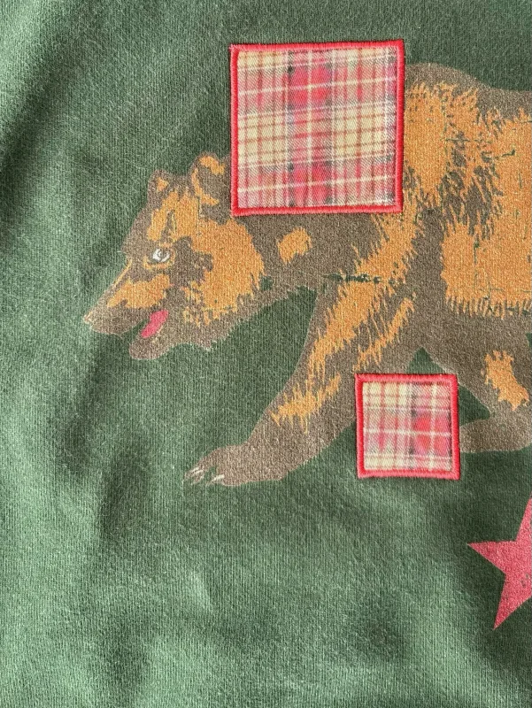 Vintage Bear Print Hoodie Men Retro Green Plaid Patch Pullover Hooded Sweatshirt Casual Streetwear Long Sleeve Women Hoodies Top — image 22