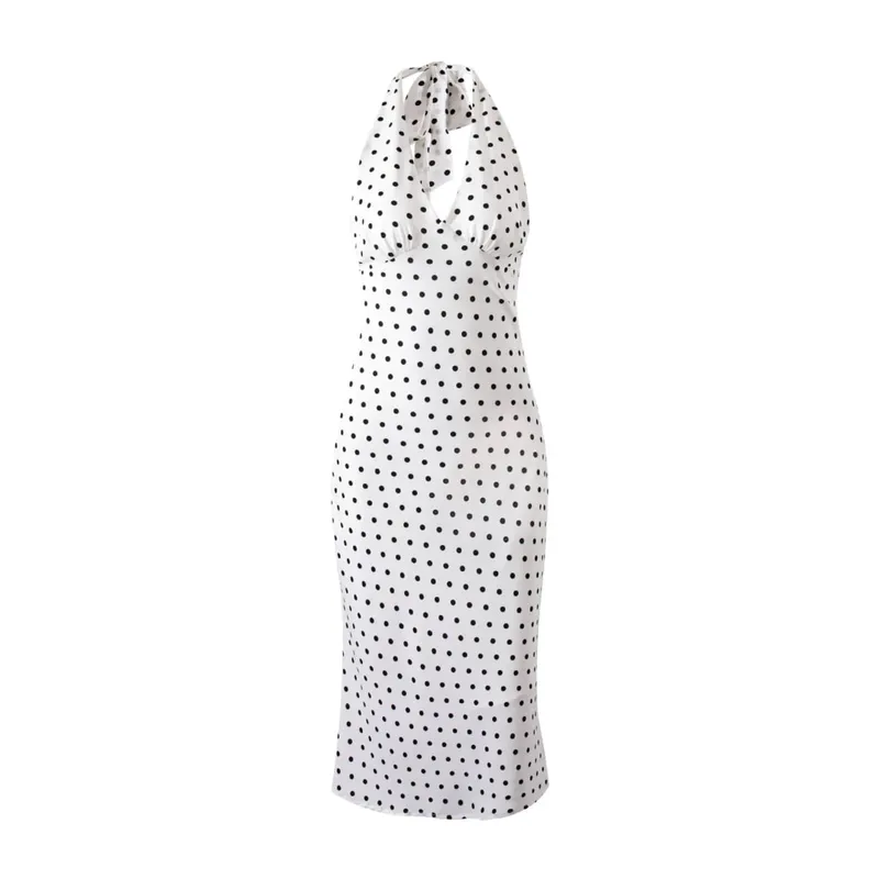 Tuularose Polka Dot Hanging Neck Long Dress Babae Elegant Strapless Sexy Lace-up Walang Sleeveless Backless Fashion Club Party Dresses — image 8