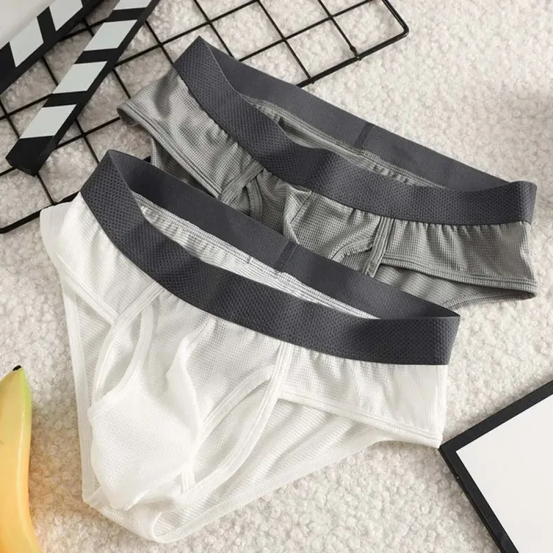 Thin Underpants Summer Thin Briefs Men Side Opening Breathable Men Ice Silk Panties Splicing Lingerie Seamless Underwear Men — image 16