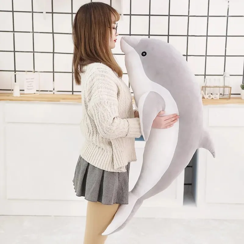 Children Dolphin Pillow Doll Sleeping On Bed Girl Doll Birthday Gift Ocean World Plush Toy for Kids Large Doll Peluches Gifit — image 11