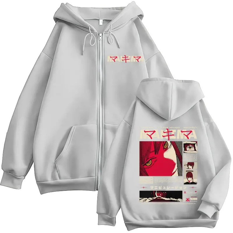 Japanese Anime Chainsaw Man Makima Zipper Hoodies Men's Zip Up Hooded Sweatshirts Long Sleeves Pullovers Jacket Caots Streetwear — image 7