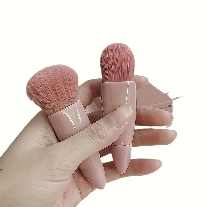 여행 친화적인 5개 메이크업 브러쉬 세트(콤팩트한 거울 및 미니 케이스 포함) 다용도 아이섀도우 및 루스 파우더 브러쉬 — image 5