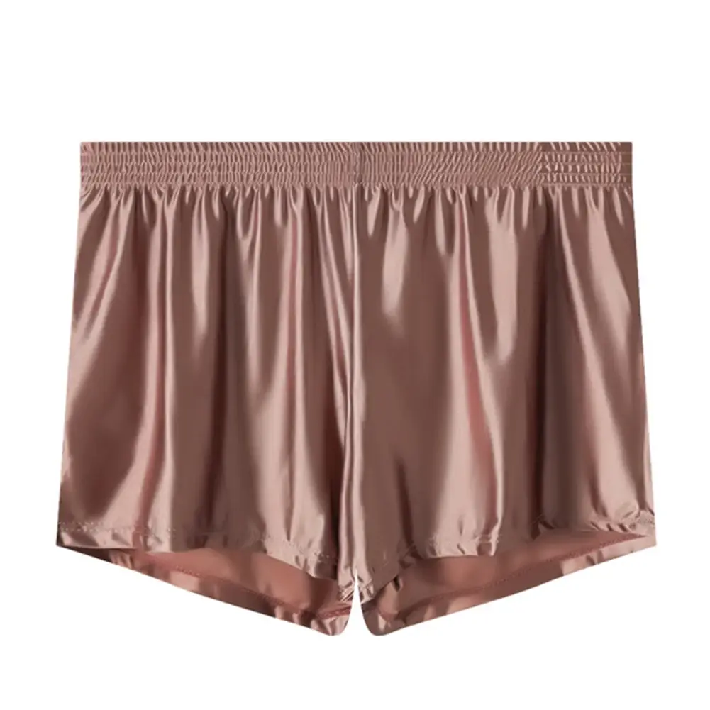 1 pz Uomini di Seta del Ghiaccio Liscia Solido Boxer Mutandine L-3XL di Grandi Dimensioni Allentato Degli Indumenti Da Notte Della Biancheria Intima Tronchi Senza Soluzione di Continuità Comodi Indumenti Da Notte — image 3
