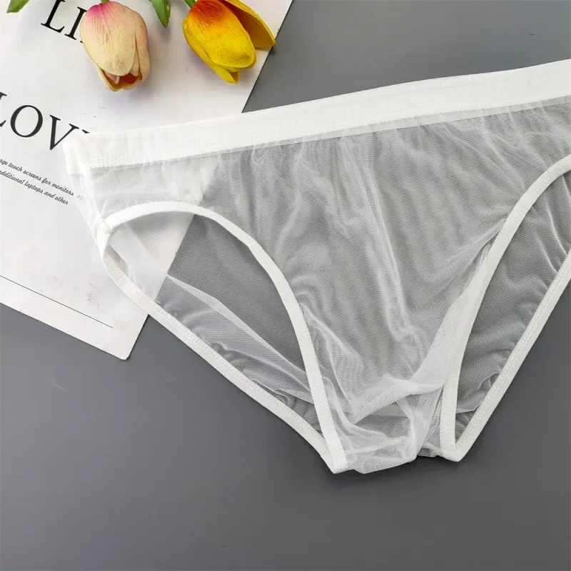 Plus Size Transparent Underwear See Through Sexy Briefs for Men with Pouch Nylon Hombre Slips Breathable Male Panties XL-4XL — image 19
