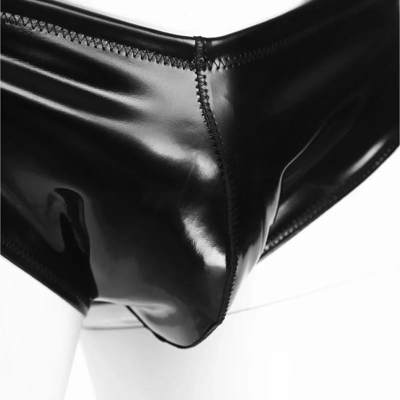 Mens Lingerie Glossy Latex Briefs Bulge Pouch Underwear Lingerie Swim Trunks Wet Look Panties for Nightclub Bodybuilding Raves — image 5