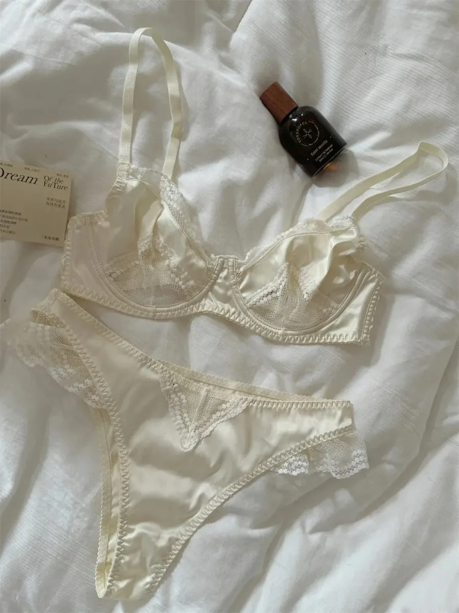 Sexy Lace Bralette & Panty Set - Comfortable Embroidery Underwear for Women Breathable Lingerie