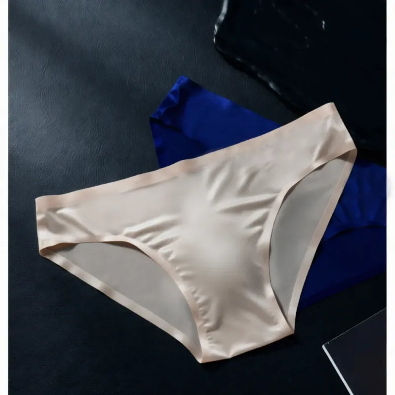 Mens Seamless Briefs Ice Silk Underwear 3D Pouch Breathable Quick Dry Elastic Low Waist Soft Solid Color Men Underpants — image 5