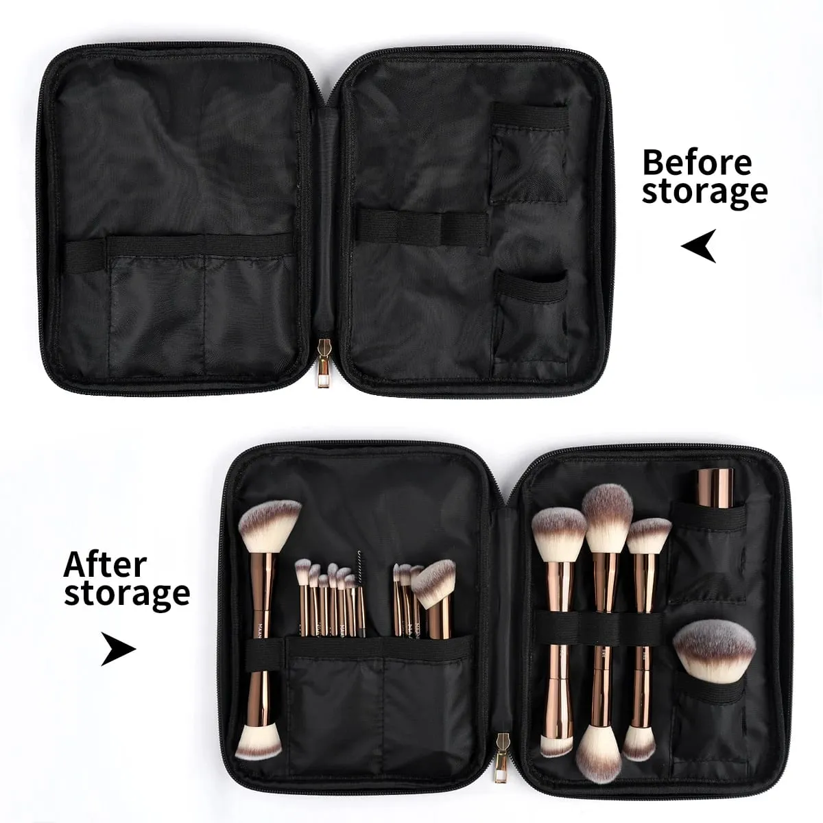 Pro Makeup Brush Kit 20pcs Brushes with Storage Bag Dual End Foundation Powder Blush Eyeshadow Brush Beauty Blending Kit — image 3