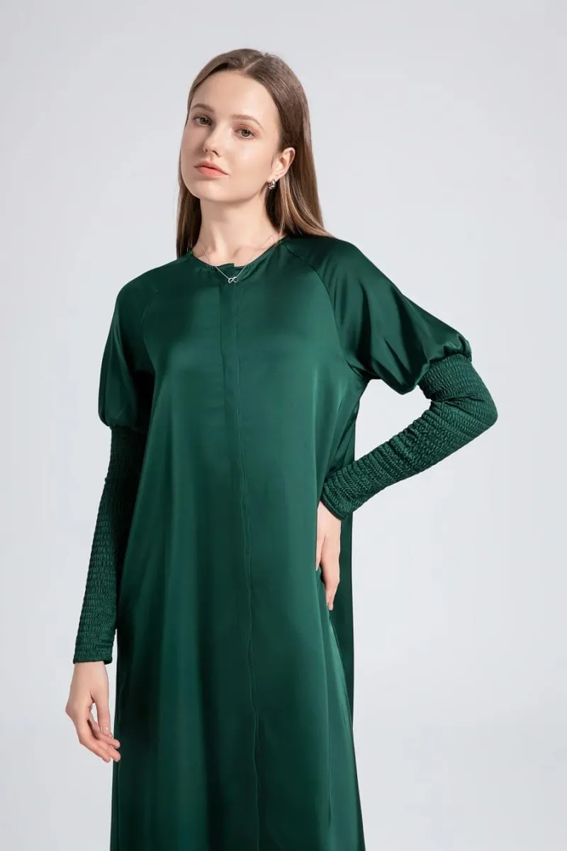 AS 2024 roupas femininas vestido de cetim com design de botão e manga maxi vestido (envio em 1 dia) — image 2