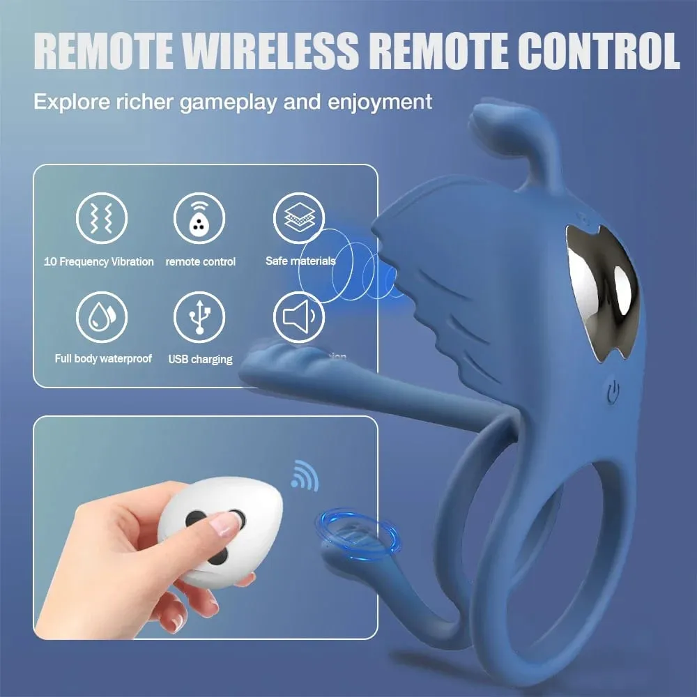 Penis Rings Vibrator for Men 10 Speeds Delay Ejaculation Double Cock Ring 4 in 1 Clitoral Stimulator Adult Sex Toys for Couple — image 2