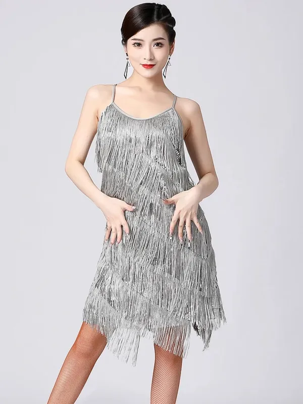 Dam 1920-tal Vintage Great Gatsby Party Paljettklänning Sexig V-ringad Sommar Cami Klänning Guld fransklänning Vestidos Flapper Kostymer — image 13