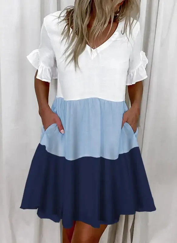 Vestido de verão feminino casual com decote em v manga curta manga borboleta floral folha carta impressão mini vestidos ysx9032 — image 10