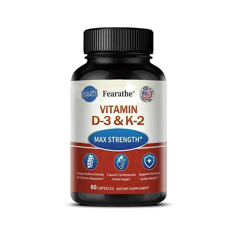 Vitamin D3 & K2 MK-7 Capsules Support Bone Teeth Joint Cardiovascular & Immune System Health Boost Calcium Absorption