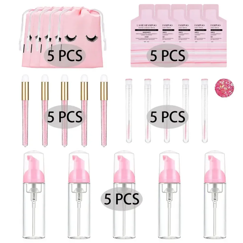 60ml 리필 가능 누출 방지 빈 폼 펌프 병 속눈썹 연장 샴푸 키트 래쉬 빗 튜브 청소 브러시 EVA 보관 가방 — image 11