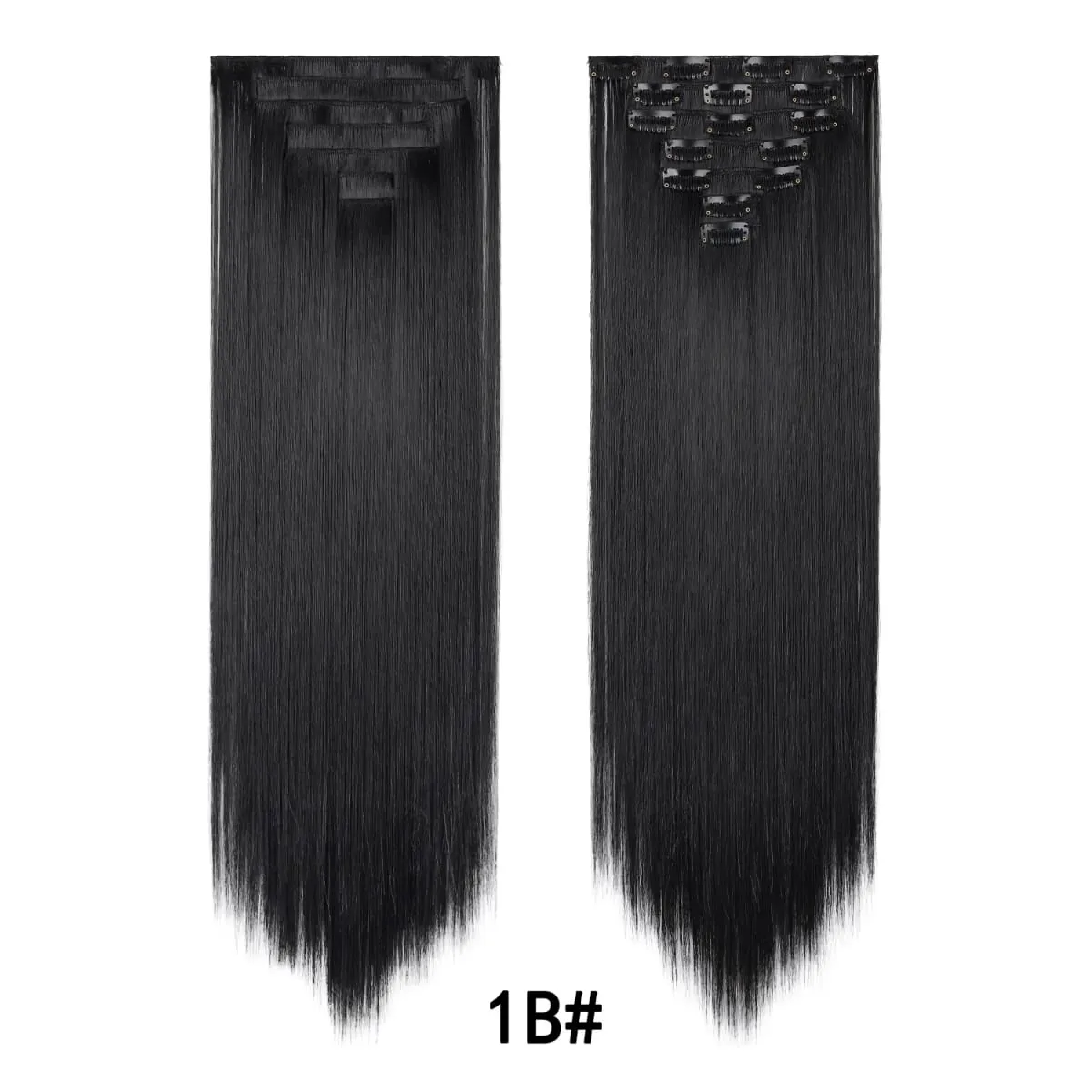 24 Inch Clip-in Hair Extensions 7 Pcs Long Straight Synthetic Hair Extensions Invisible Clip-ins Hairpieces for Women Daily