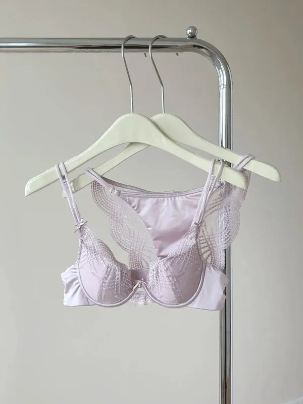 Halvkopp underkläder Set Dam Tunn Cup Push Up Mjuk Bygel BH Trosa Liten bröst Samla sidostöd Anti Sag Underkläder 32‑38 — image 9