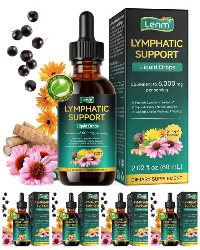 Lenm 60ml sistema linfático limpa suplementos líquidos de suporte imunológico gotas de ervas linfáticas orgânicas naturais para suporte de equilíbrio — image 11