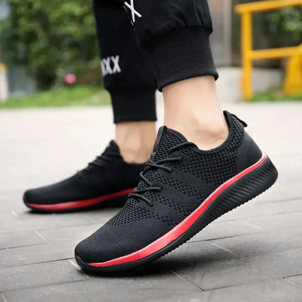 Men Casual Shoes Fashion Breathable Walking Mesh Flat Shoes Sneakers for Men Gym Vulcanized Shoes Black Sneakers — image 6