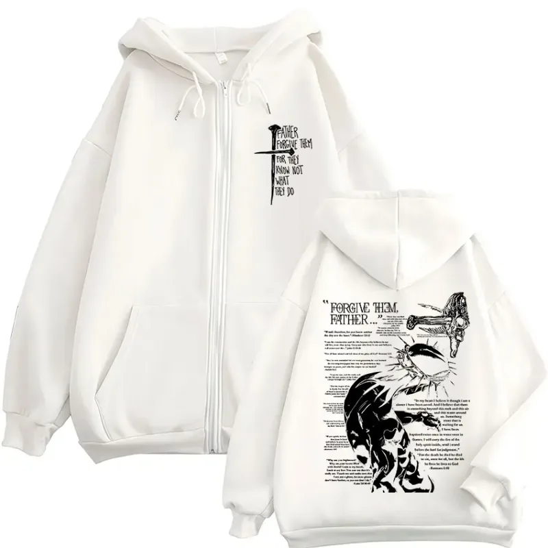 Christian Religious Jesus Forgive Them Father Zipper Hoodies Men Women Clothing Fashion Zip Up Sweatshirts Oversized Pullovers — image 3