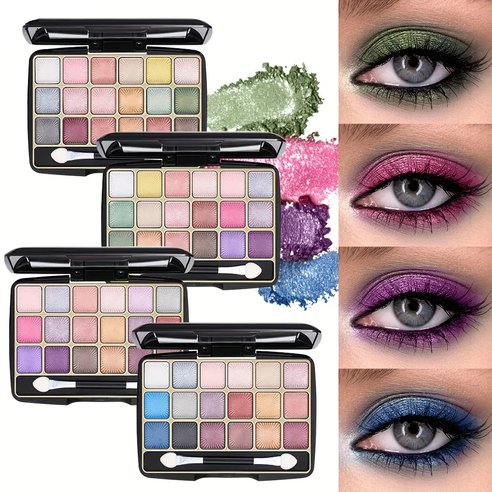 18‑Colors Shimmer Matte Eyeshadow Palette with Double‑Ended Eyeshadow Brush Multi‑Tone Earth Tone Glitter Eye Makeup Palette — image 2