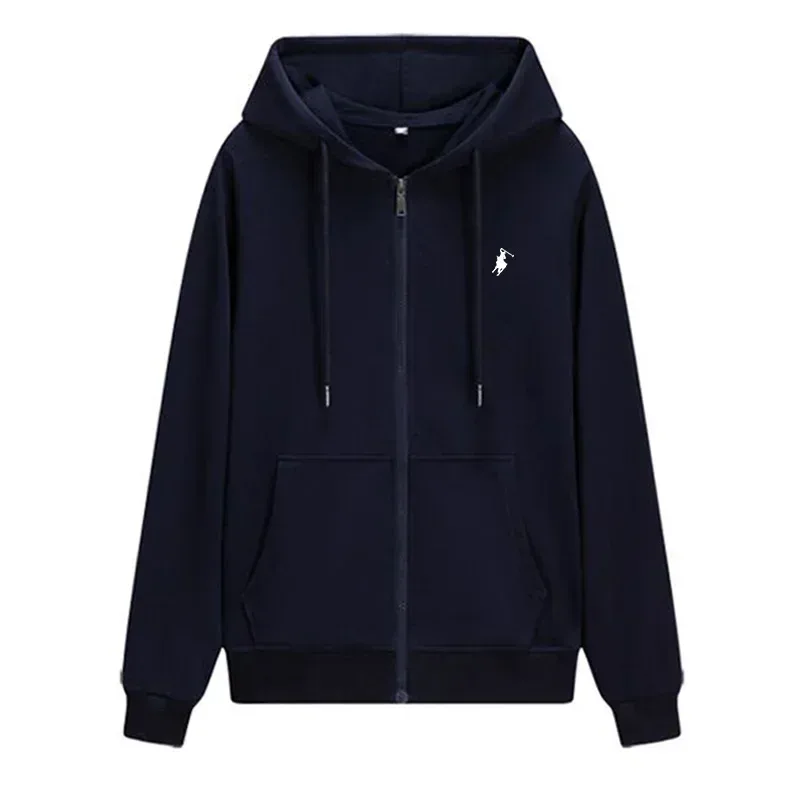 O novo outono e inverno casual masculino roupas esportivas moda ao ar livre jogging fitness zíper moletom com capuz e quente — image 5