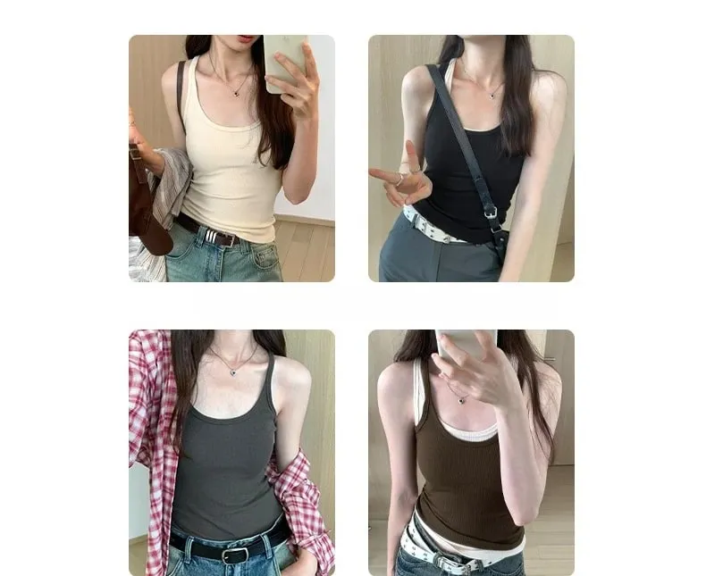 Zjaiss 2026 Summer Women Tank Top Slim Fit U-Neck Sleeveless Cami Top Trendy Solid Color Versatile Y2K Camisole for Outdoor Wear — image 8