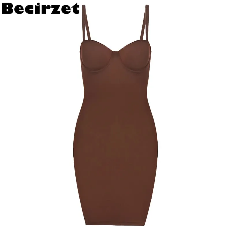 Becirzet Klänningar För Kvinna Bantning Slips Mini Rak Tube Klänning Body Shaper Kroppsunderkläder Fest Sexiga Kvinnliga Kläder — image 2