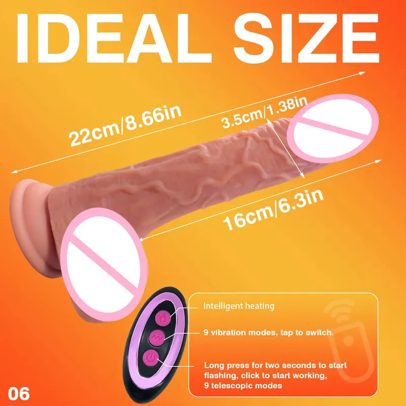 9 Vibration Modes 3 Stretching And 3 Shaking Modes Dildo Electric Female Sex Toy Silicone Dildo Telescopic Vibration Heating 18+