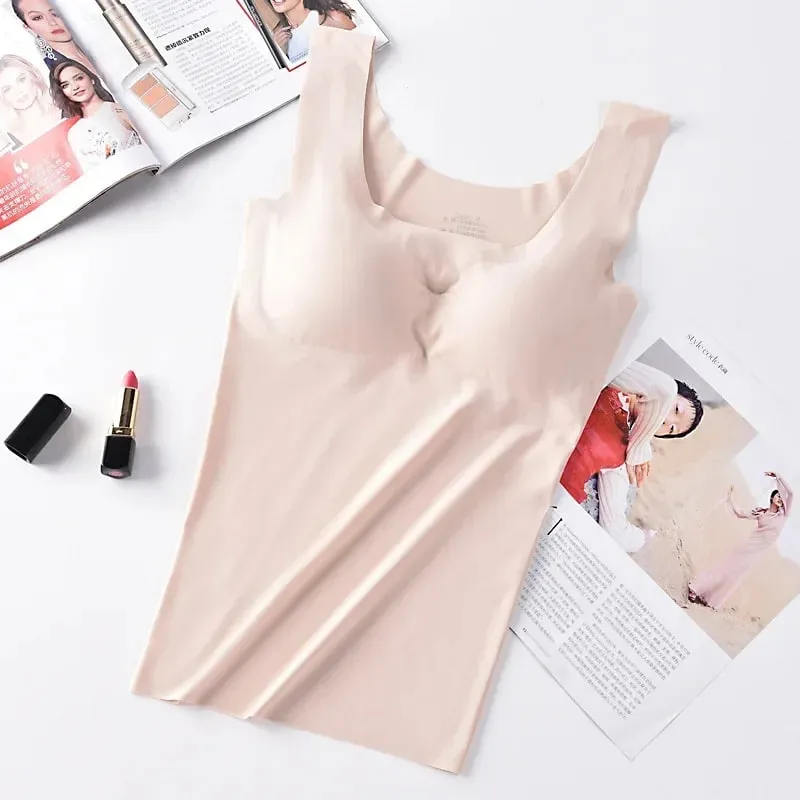 Ice Silk Wireless Padded Tank Top Push up Seamless Vest Crop Camisole Feminino Sleep Cami Soutien Gorge Lingerie Tee — image 10
